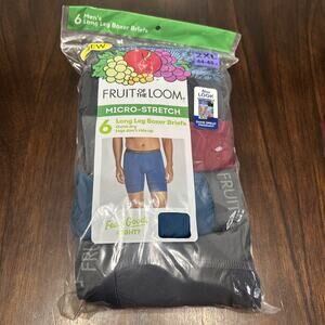 Fruit of the Loom Men's Long Leg Boxer Briefs Micro-Stretch Size 2XL (44-46")..